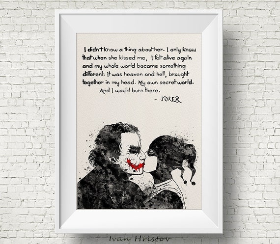 Joker And Harley Quinn Inspired Quote Watercolor Painting Etsy