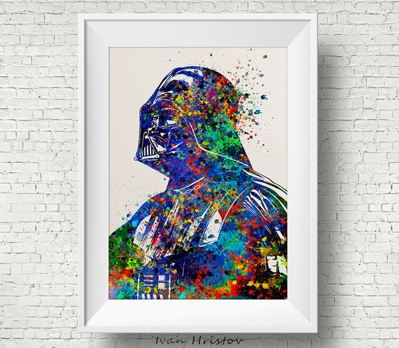 Darth Vader Star Wars Watercolor Painting Print Fan Art Wall | Etsy