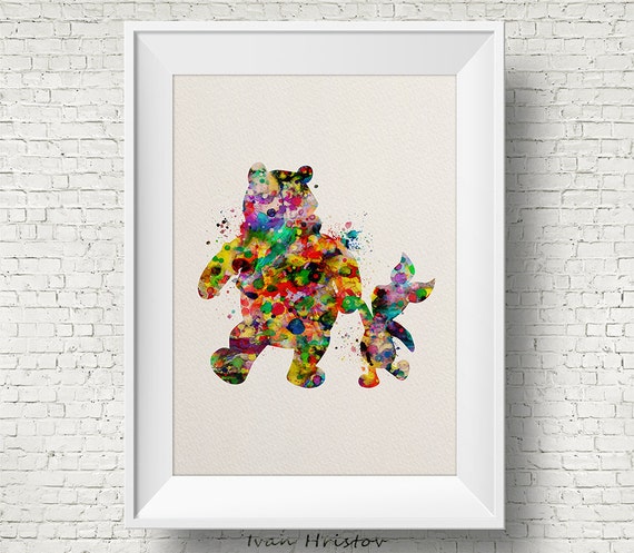 Pooh Print Pooh And Piglet Watercolor Art Inspired Disney Etsy