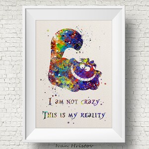 Cheshire Cat Quote Inspired Alice In Wonderland Aquarelle Etsy Cheshire Cat Quote Inspired Alice In Wonderland Aquarelle Etsy