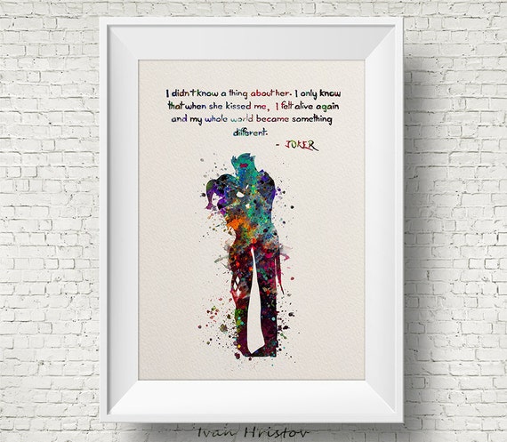 Joker Et Harley Quinn Inspire Citation Coloree 3 Aquarelle Etsy