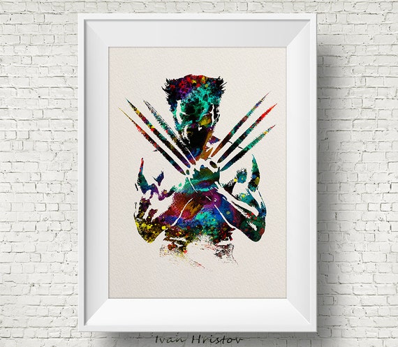 Wolverine X Men Watercolor Illustrations Art Print 8x10 Wall Etsy