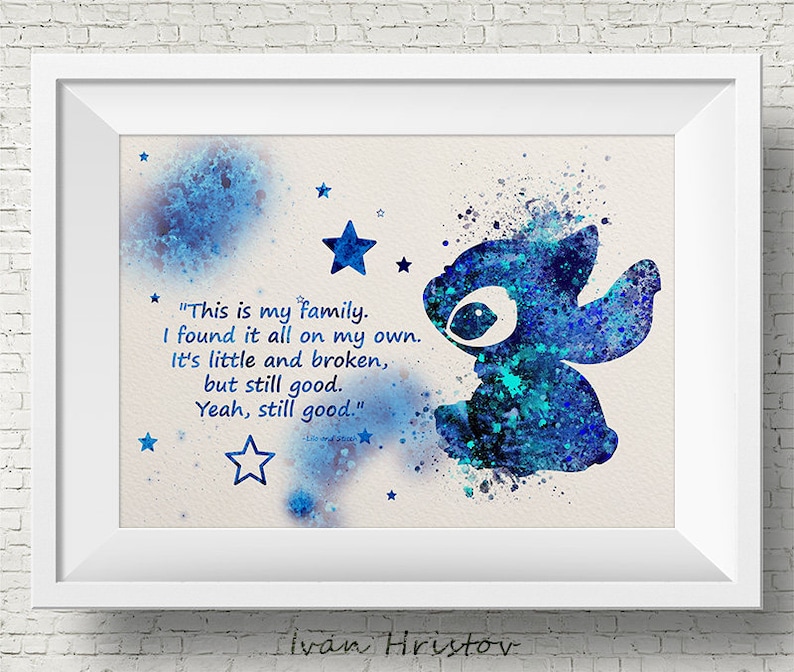STITCH Blue Quote This is my family Lilo and Stitch Disney