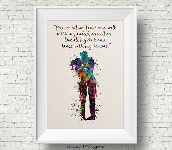 Joker And Harley Quinn Inspired Quote Colorful 3 Watercolor Etsy