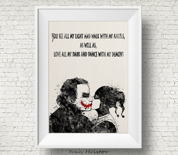 Joker Und Harley Quinn Inspiriert Zitat 1 Aquarell Malerei Etsy