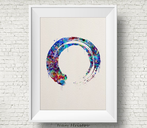 zen circle inspired Watercolour Enso poster print wall art gift decor yoga
