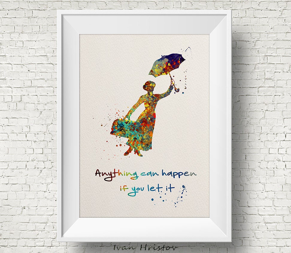 mary poppins quote 1 inspired disney watercolor illustrations etsy