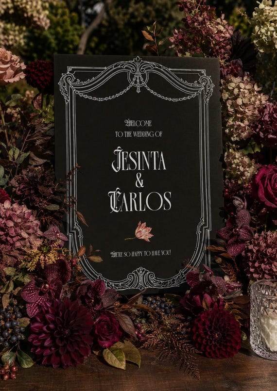 Modern Baroque Gothic Wedding Sign Bundle, Editable Canva Templates (A2)