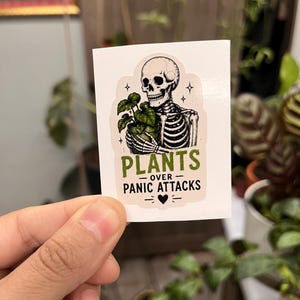 Pegatina "Plantas contra los ataques de pánico" de inspiración ecológica