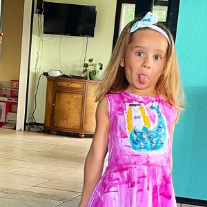 Girls mermaid twirl dress luxe cotton pink purple ombre comes in sizes 2T-8