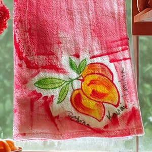 Hawaii Hand Painted Towels Best Selling Gift Kauai made gift Hawaii Decor Cotton Towels Flour Sack Towels Mothers Day mango - red