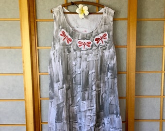 Hand Painted Cotton Dress Resort Wear Hawaii Dress Floral