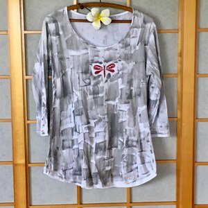 Light Cotton Tunic 3/4 sleeve S-3X Hand Painted Kauai Hawaii T shirt Woman Fashion Hawaiian Shirt dragonfly