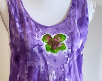 Hand Painted top S-3X Tunic Womens Clothing  Cotton Tunic Top - Hawaiian Shirt  Tank Top or Short Sleeves Kauai Hand Painted