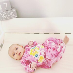 Hibiscus sleep sack on pink