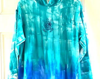 Hand Painted Ombre Mid Weight Cotton Hoodie: Unisex Kauai Hawaii Beach Style