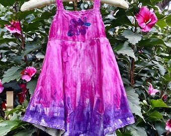 Girls Twirl Dress 2T-8 Ombre Dress Kauai Hawaii Hand Painted Dress Cotton Dress Birthday Dress Valentines Day