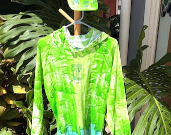 Unisex Hoodie Tee Shirt/Light Weight/Combed Cotton Jersey/Hand Painted Kaua'i