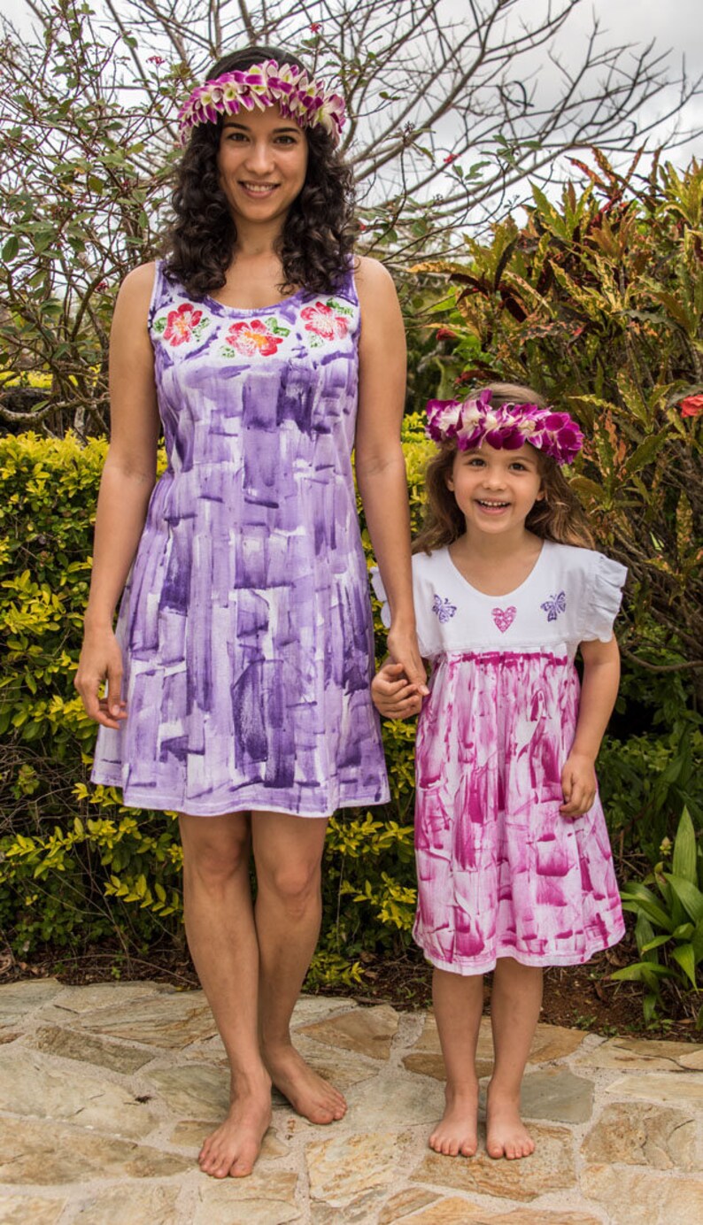 Girls Dress Hawaii Dress Hand Painted Cotton Dress Kauai Etsy