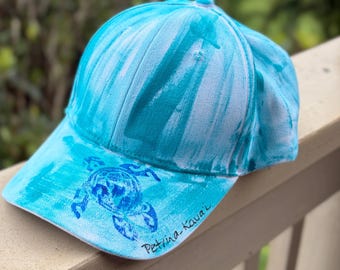 Gorra Hawaii Kauai: Gorra de béisbol unisex de algodón pintada a mano para niños mayores y adultos.