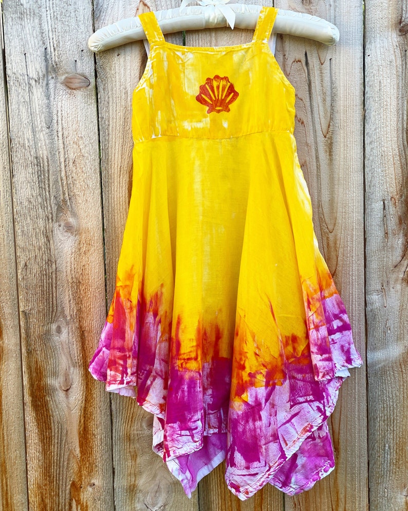 Girls Twirl Dress 2T-8 Ombre Dress Kauai Hawaii Hand Painted Dress Cotton Dress Birthday Dress Valentines Day sunrise (shell)