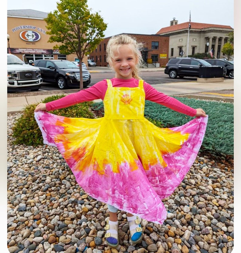 Girls Twirl Dress 2T-8 Ombre Dress Kauai Hawaii Hand Painted Dress Cotton Dress Birthday Dress Valentines Day image 3