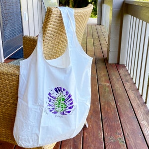 Hawaii gift Tote Bag Kauai Farmers Market Cotton Shopping Bag Hand Painted Bag Kauai Gift Beach Bag monstera bright