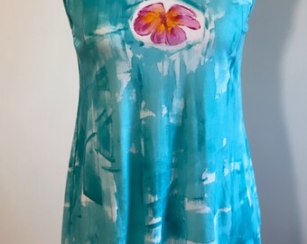 S-3X tunic hand painted t shirt Hawaiian shirt best selling top light cotton tank top Kauai Hand Painted tank or short sleeve