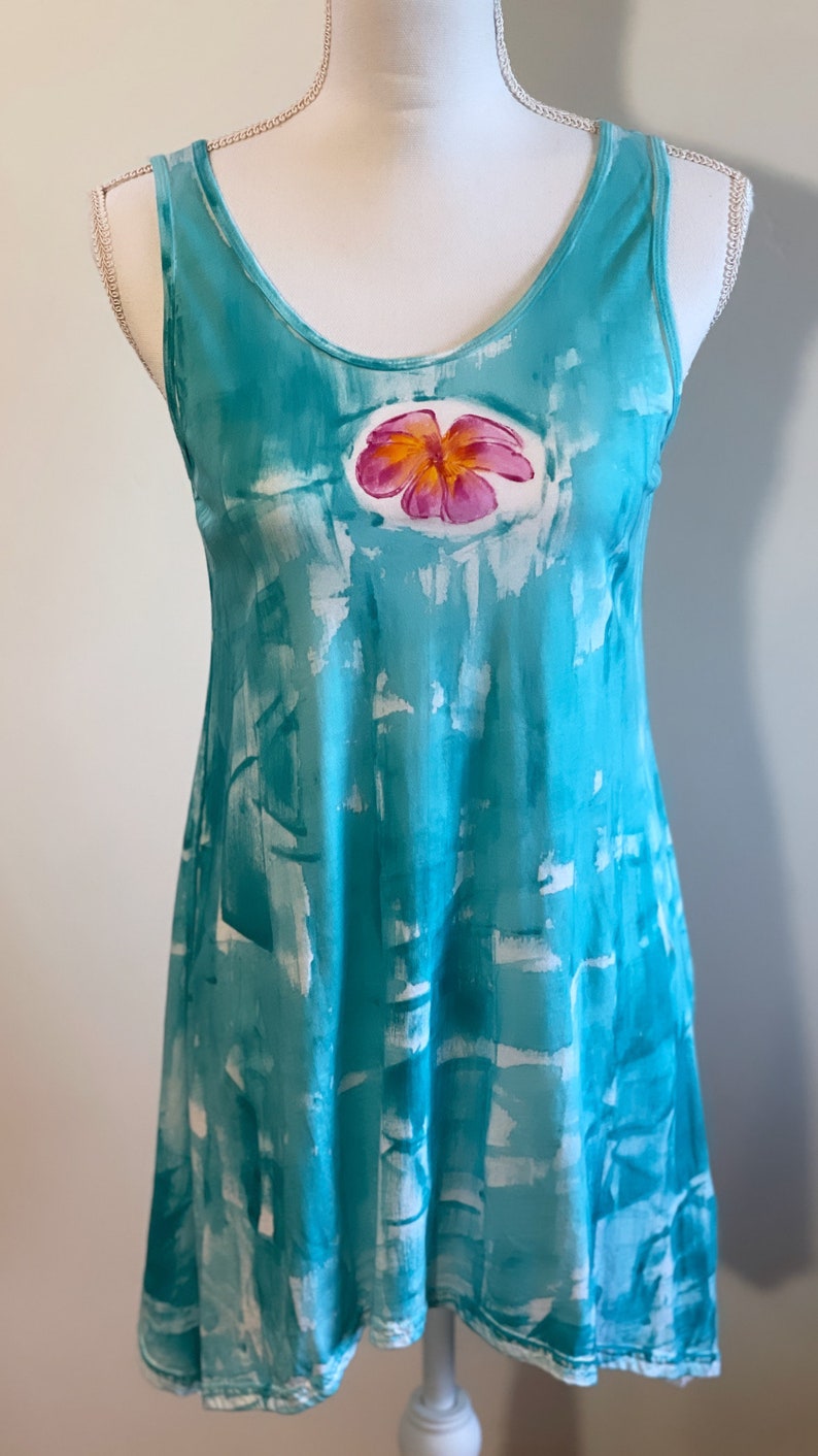 S-3X tunic hand painted t shirt Hawaiian shirt best selling top light cotton tank top Kauai Hand Painted tank or short sleeve plumeria