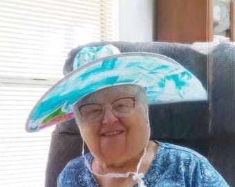 Hand Painted Floral Sun Hat: Pop Up, Packable, Kaua'i Style