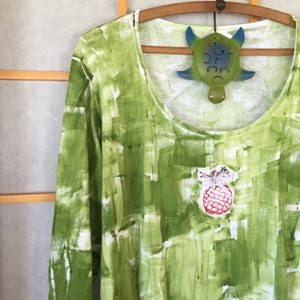 Light Cotton Tunic 3/4 sleeve S-3X Hand Painted Kauai Hawaii T shirt Woman Fashion Hawaiian Shirt pineapple