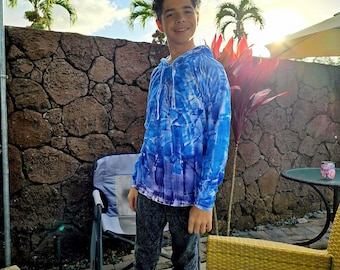 Unisex cotton tee lightweight hoodie hand painted Kauai Hawaii XS-3X, fits teens to adults