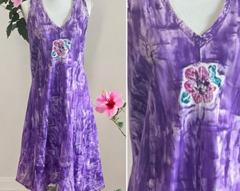 Bias Cut Dress Rayon Midi DressRayon Tank Dress Hand Painted Dress Kauai Hawaii Dress Spring Summer Dress S-3X loose fit dress