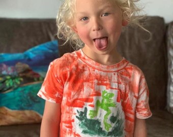 Kids T shirt Gecko shirt  Frog T shirt gecko shirt lizard shirt Hand Painted Kauai Hawaii   6 mo - M 10/12 Critter Shirt Cotton