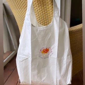 Hawaii gift Tote Bag Kauai Farmers Market Cotton Shopping Bag Hand Painted Bag Kauai Gift Beach Bag plumeria