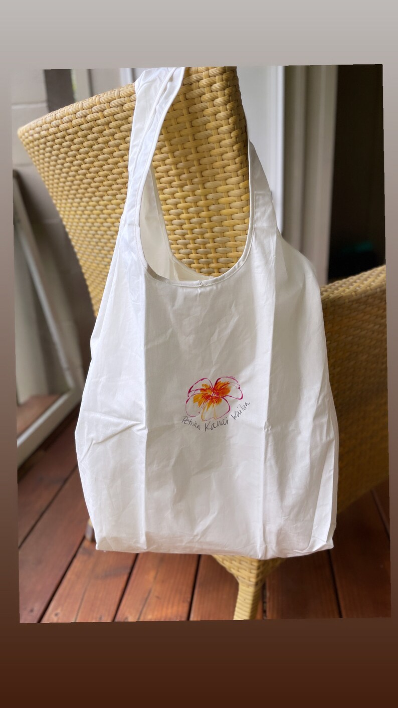 Hawaii gift Tote Bag Kauai Farmers Market Cotton Shopping Bag Hand Painted Bag Kauai Gift Beach Bag plumeria