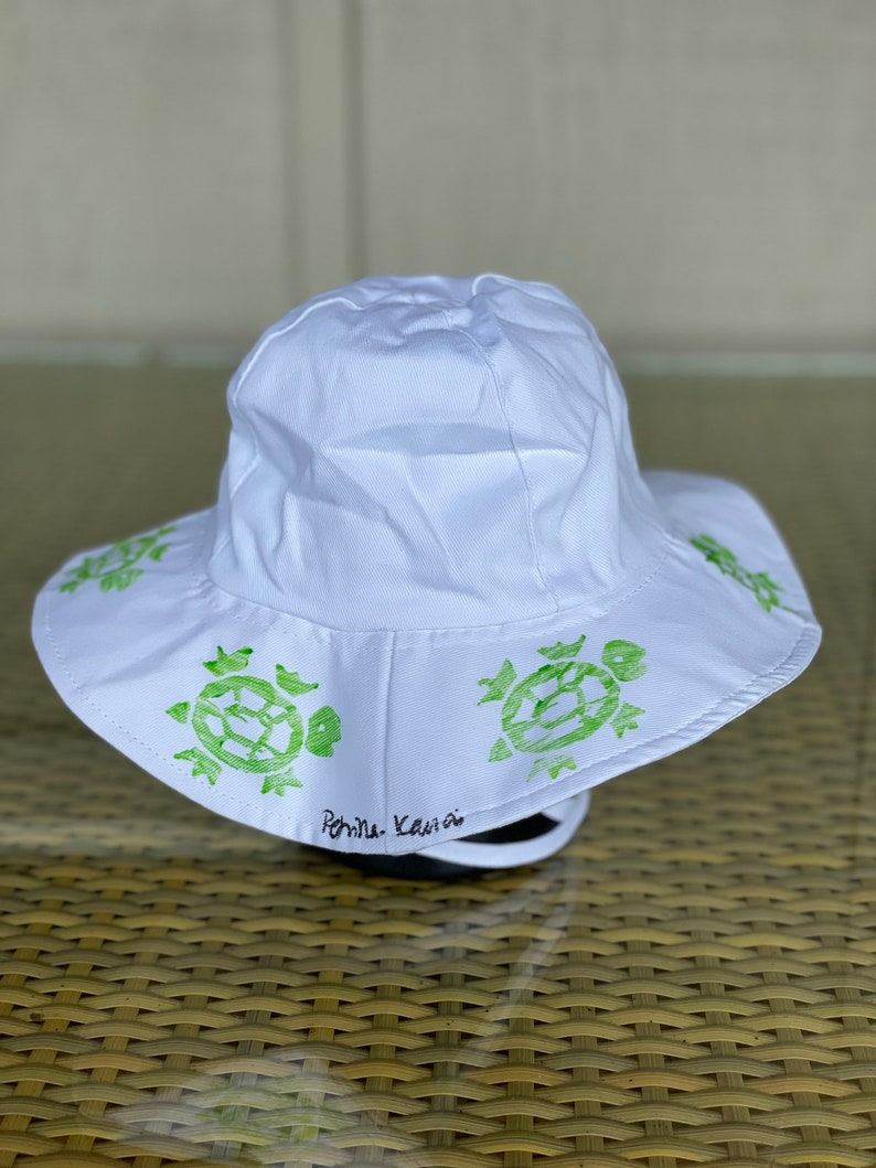 Childs Sun Hat Baby Beach Hat Toddler hat Kauai Hawaii Beach Hat Hand Painted Hat small turtle