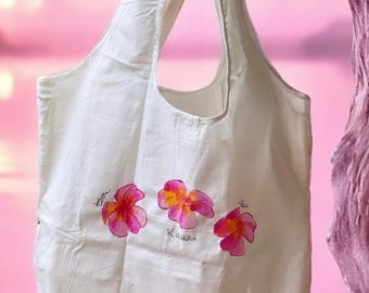 Kaua'i Hawaii Farmers Market Tote Bag/Lightweight Cotton Foldable with pocket