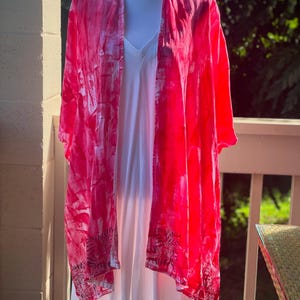 Hand Painted Kimono Asymmetric Kimono Jacket Rayon Ruana Hawaii Kauai ...