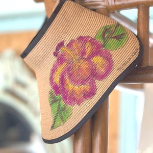 purple hibiscus on roll up adjustable visor