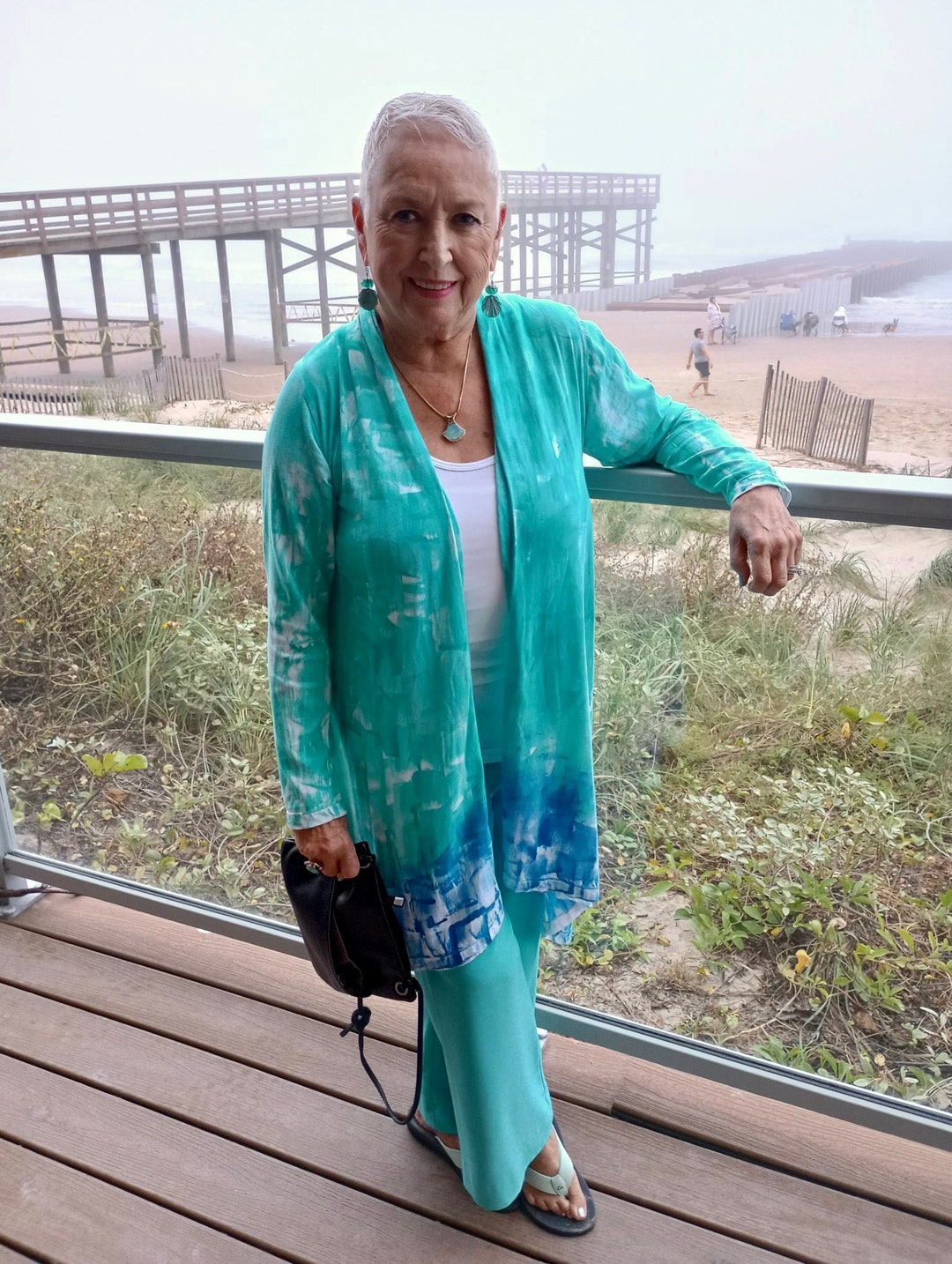 S3X Cotton Jacket Hand Painted Jacket High Low Jacket Kauai Hawaii Hand Painted Beach Wedding