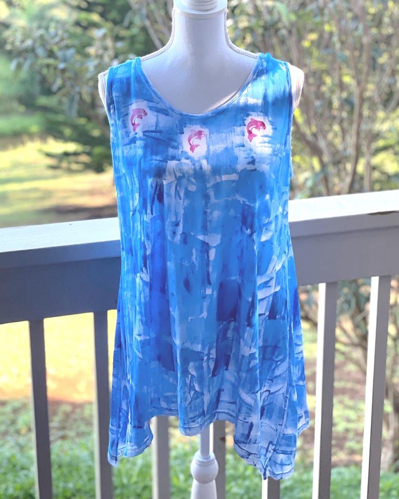 blue tunic with dolphins