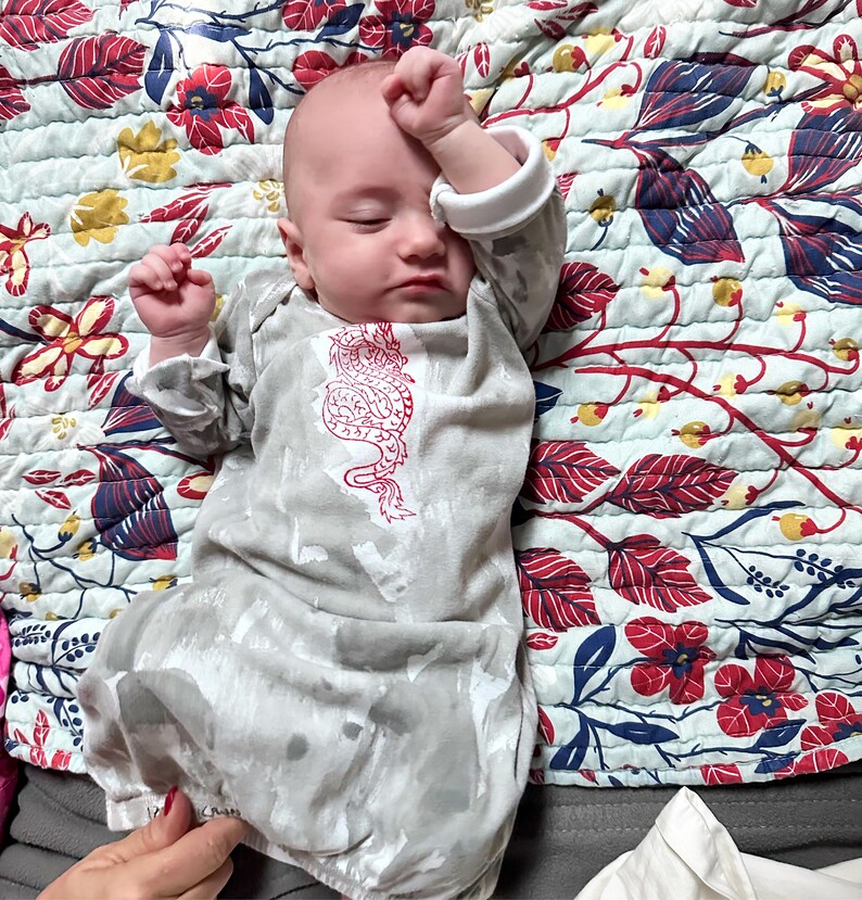 dragon sleep sack on gray