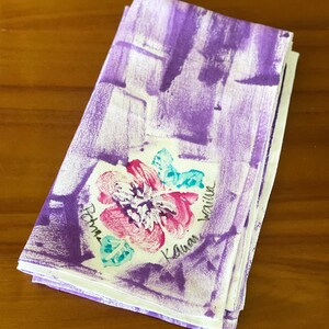 Hawaii Hand Painted Towels Best Selling Gift Kauai made gift Hawaii Decor Cotton Towels Flour Sack Towels Mothers Day hibiscus on purple