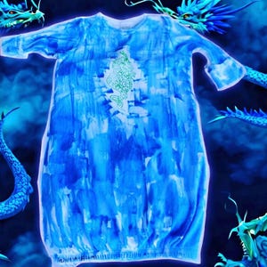 Baby sleep sack with dragon in blue