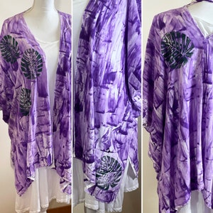 Hand Painted Kimono Asymmetric Kimono Jacket Rayon Ruana Hawaii Kauai ...