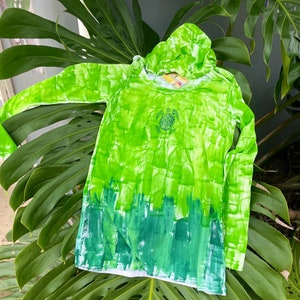 New thermal hoodie XS-3X Hand Painted Hoodie Cotton Rib Hoodie Ombre Hoodie Kauai Hawaii Hoodie Woman's Hoodie green ombre w/ honu