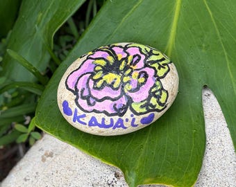 Kaua'i Hawaii Painted Garden Rock: Memorial Gift, Sea Turtle Art