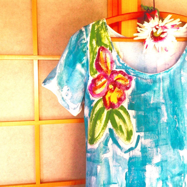 Orchid on aqua