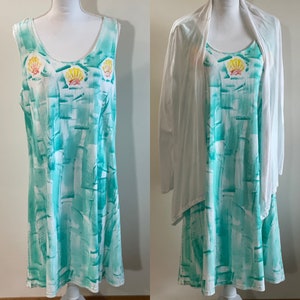 Super sale 30% off ready to ship XL 3X Sale Dress Hand Painted Dress Cotton A line Cover Up Plus Size Dress Hawaii Beach Dress 2X - sunrise shell